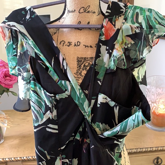 GIANNI BINI fall black green floral jumpsuit S 2 4 - Picture 5 of 7